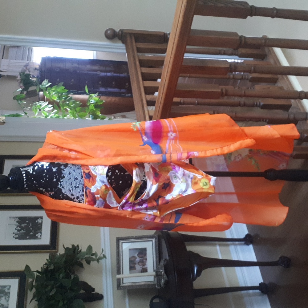 New Aerie Floral One Piece Swimsuit with Orange Cover-Up